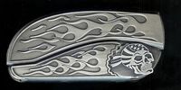 Flame Flame Skull Belt Buckle Knife