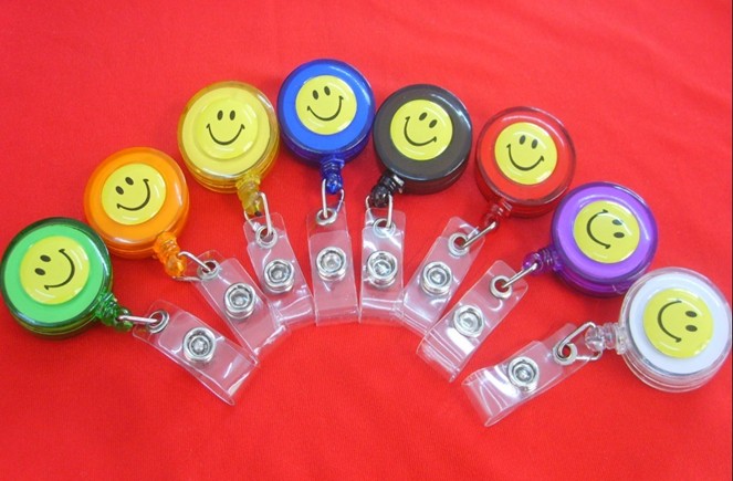 name badge reel with epoxy sticker logo