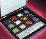 12pcs Heart Shaped Gemstone Wooden Box
