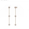 18K Rose Gold Round Bezel Setting Diamond Station Dangling Earring - A555