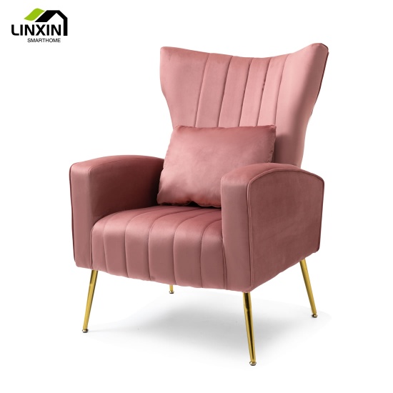 High Quality Modern Luxury Wood Frame Velvet Fabric Backrest and Seat Cushion Removable Arm Chairs Living Room Home Furniture - LX-6030