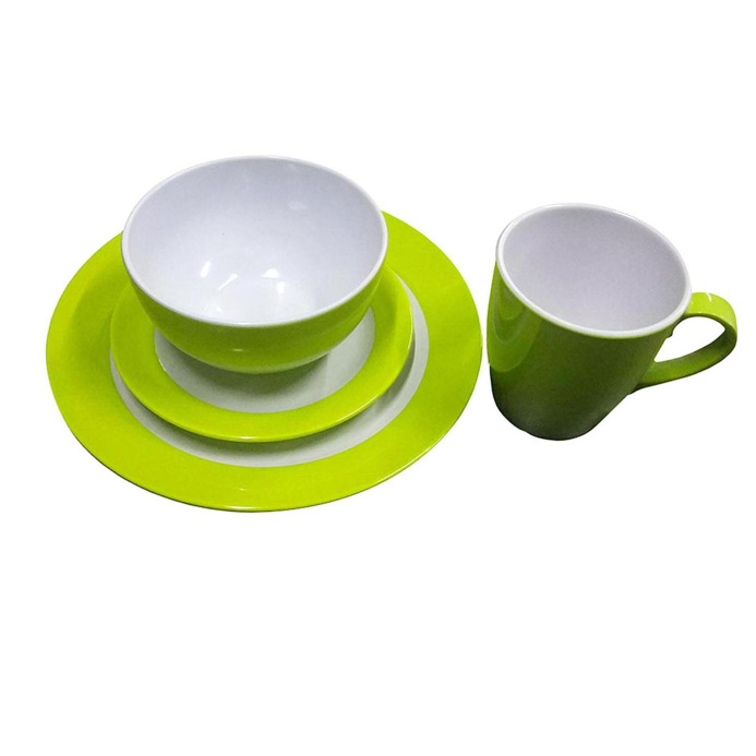Customized print green plates super ware melamine qatar unbroken dinner set - https://www.alibaba.