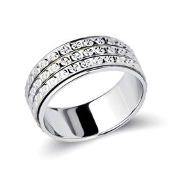 Three rows babysbreath carved turn rings custom fashion jewellery turning pave band ring in S925 sterling silver - NJ3155