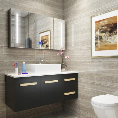 Environmental protection new style multilayer solid wood bathroom cabinet with senior wooden paint and bluetooth music player