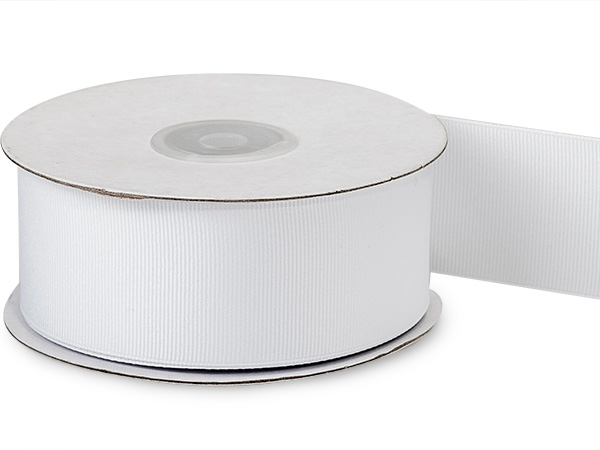 25mm White Polyester Grosgrain Ribbon, high color fastness