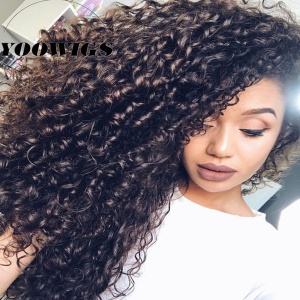 Yoowigs 180% Density Brazilian Kinky Curl Full Lace Human Hair Wigs Baby Hair - Yoowigs