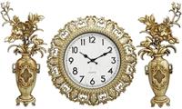 15 inch home decro classical flower plastic wall clock