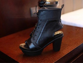 Roman cross wind belt PU sandals CZ-0430 black
