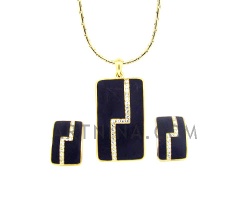 18k gold plated with black square drop jewelry sets