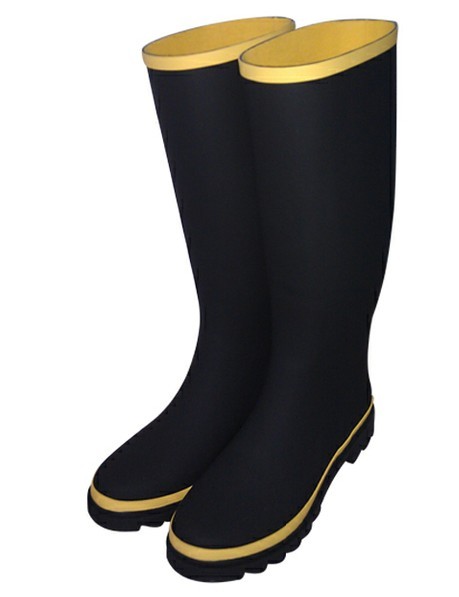 black and yellow matt finish womens rubber rain boots