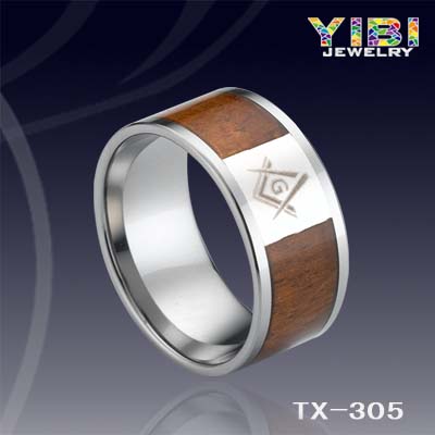 8mm Men\s tungsten Ring with KOA Wood and Silver with laser engraved in the middle