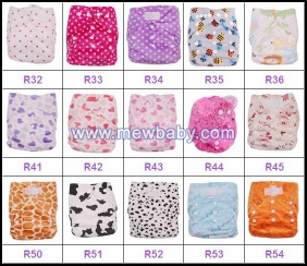 NEW Printed Mewbaby One Size Pocket Cloth Diapers Nappies