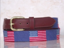 Needlepoint leather belts