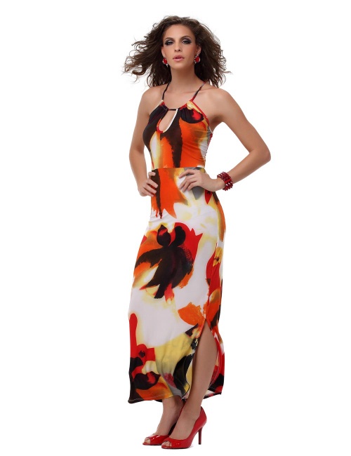 Long Maxi Dress Strap Tie Back - 6