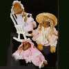 Ebony Straw Hat Girl / Rocking Chair Baby With Lamb / Sleeping Baby